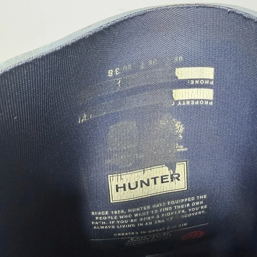 Hunter Rain Slate Boots Women 8 Grey Navy Blue Tall‎ Waterproof Matte Buckle